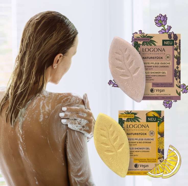 Gel ducha sólidos cáñamo lavanda y limón Logona cosmética sólida